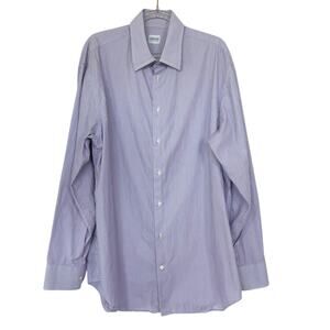Armani Collezioni Button Up Dress Shirt Cotton Mens Size 42 16.5 Purple White